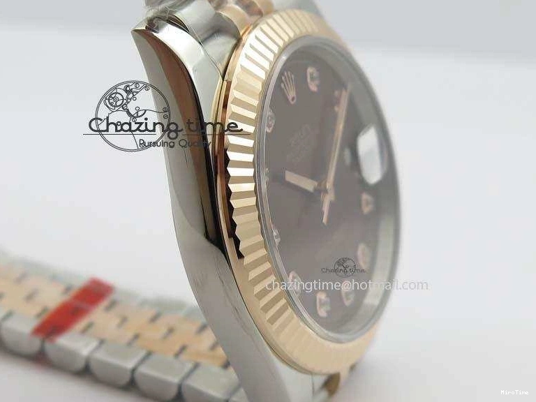 MiroTime 0313 Vibrant DateJust 41mm 126303 Noob 1:1 Best Edition RG Wrapped Brown Diam Dial Fluted Bezel On Jubilee Bracelet A 3781